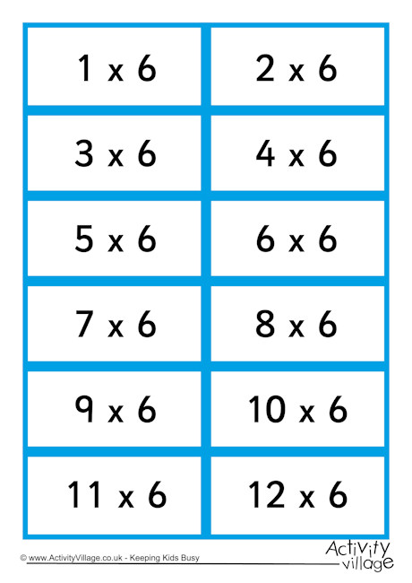 6 times table printable