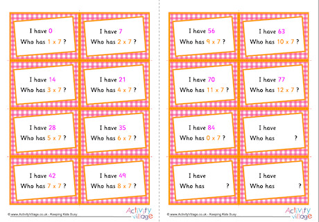 7 Times Table Around The World Cards 7 Times Table Around The World Cards