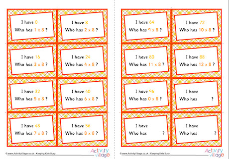 8 Times Table Around The World Cards 8 Times Table Around The World Cards