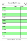 Indoor golf game printable scorecard 9 holes