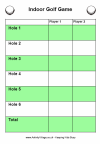 Indoor golf game printable scorecard