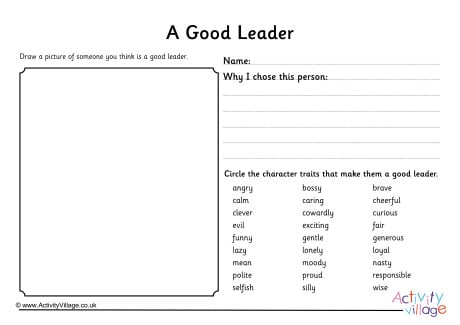 A Good Leader Worksheet