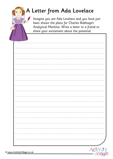 A Letter From Ada Lovelace Worksheet A Letter From Ada Lovelace Worksheet