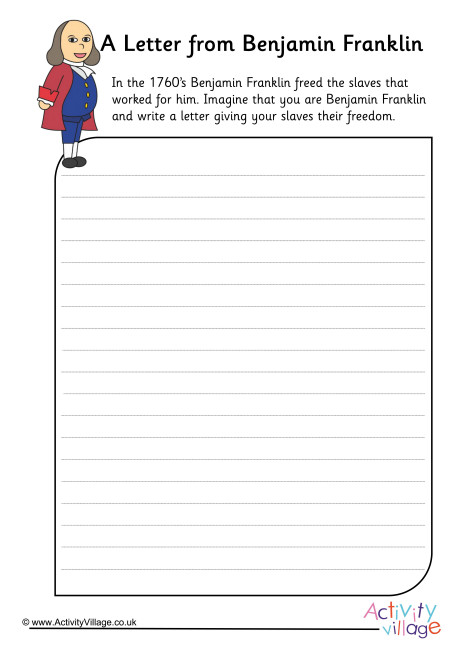 A Letter from Benjamin Franklin Worksheet A Letter from Benjamin Franklin Worksheet