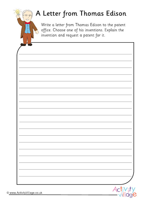 A letter from Thomas Edison worksheet A letter from Thomas Edison worksheet