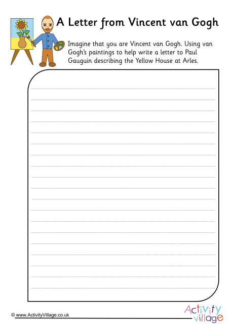 A Letter From Vincent van Gogh Worksheet A Letter From Vincent van Gogh Worksheet