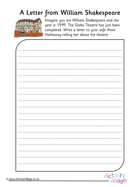 A letter from William Shakespeare worksheet