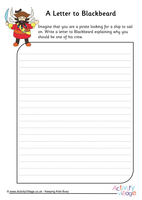 A Letter to Blackbeard Worksheet