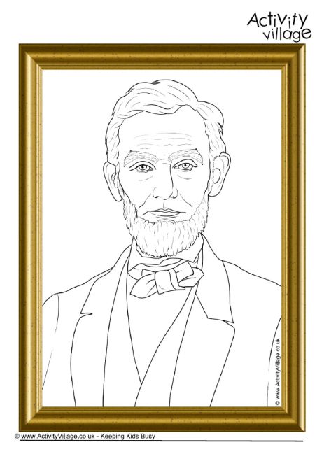 Abraham Lincoln portrait gallery colouring page