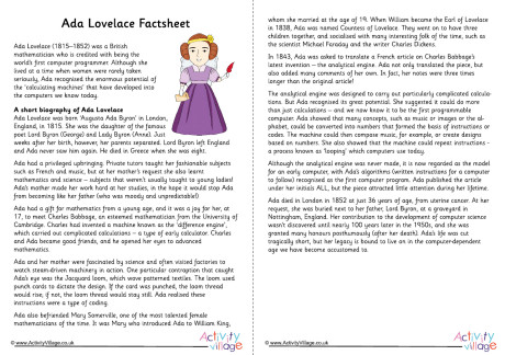 Ada Lovelace Factsheet