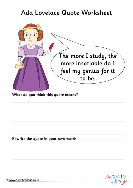 Ada Lovelace Quote Worksheet