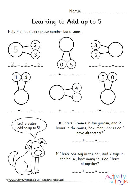 Adding with number bonds to 5
