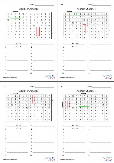 Addition challenge set 1