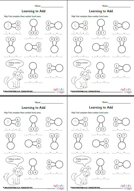 Addition with number bonds worksheets set 3