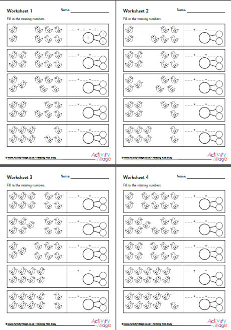 Addition with number bonds worksheets set 4