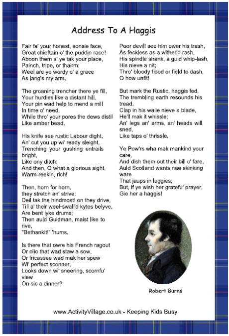 Address to a Haggis printable