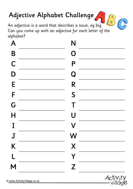 Adjective Alphabet Challenge