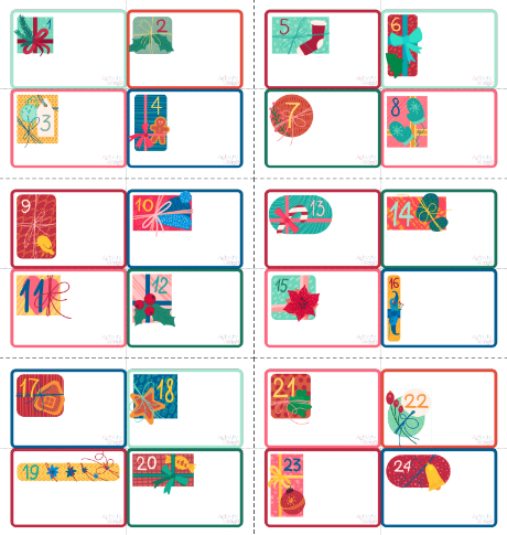 Advent Calendar numbered slips 1