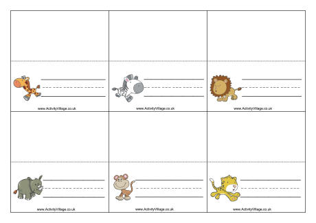 African animals place cards 1