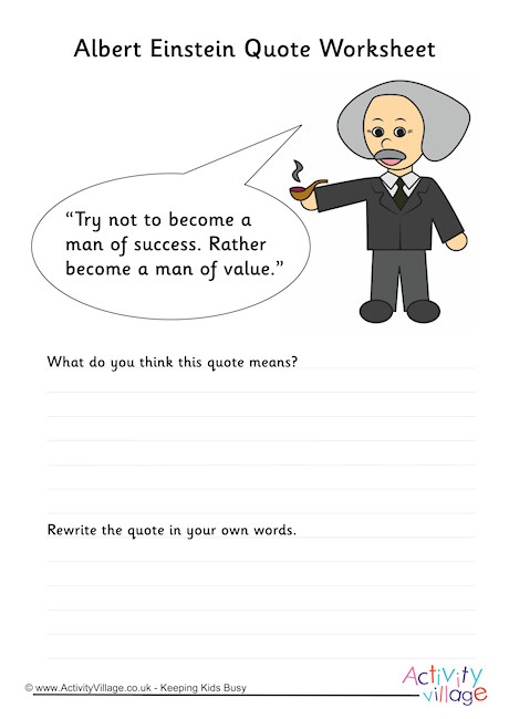 Albert Einstein Quote Worksheet 1 Albert Einstein Quote Worksheet 1
