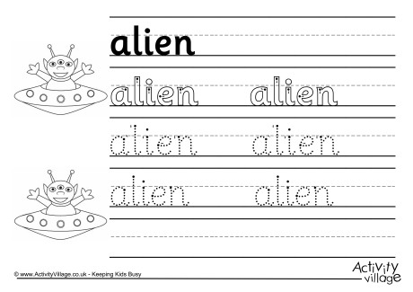 Alien handwriting worksheet