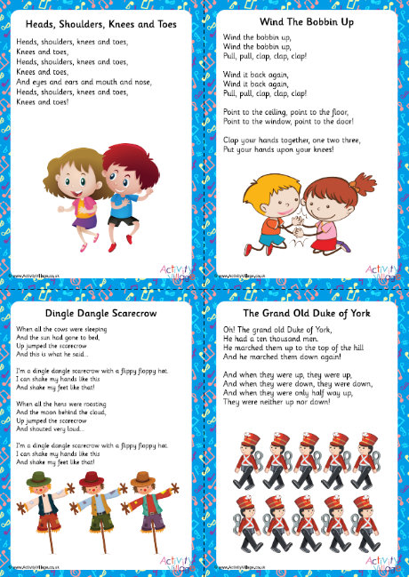 All 8 Action Songs Lyrics Printable