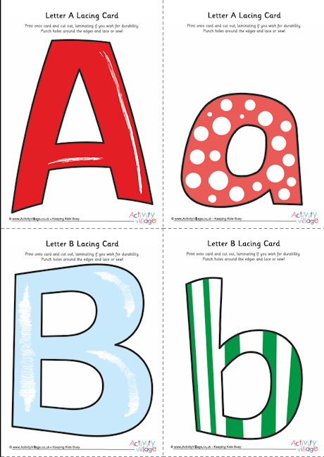 All alphabet lacing cards