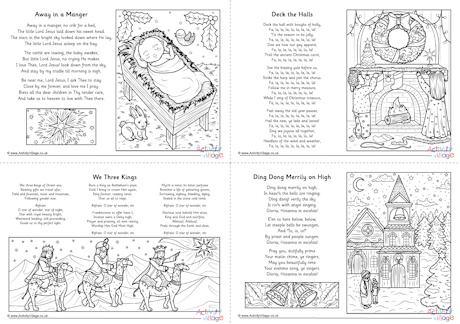All Christmas carol colouring pages
