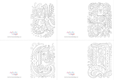 All illuminated letter colouring cards All illuminated letter colouring cards