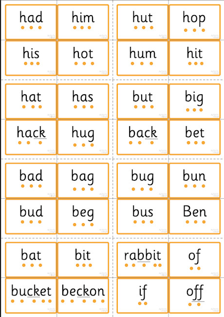 All Phase Two word cards - buttons