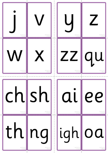 All Phase Three letters - flash cards
