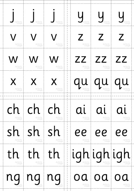 All Phase Three letters - tiles - borderless