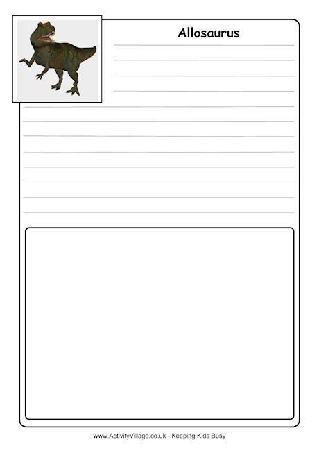 Allosaurus notebooking page