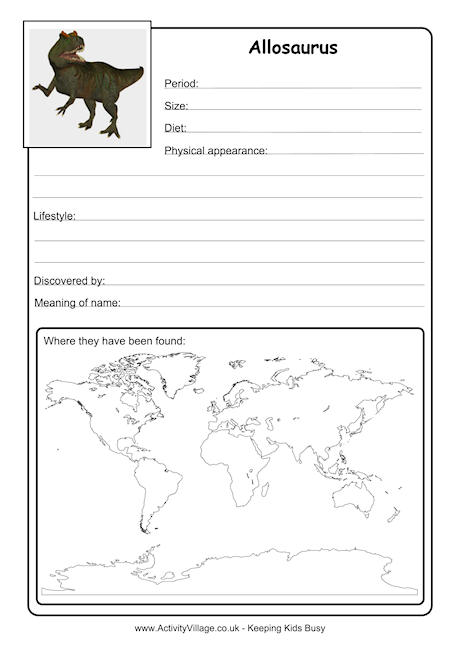 Allosaurus worksheet