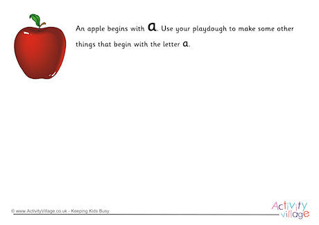 Alphabet Begin With The Letter A Playdough Mat