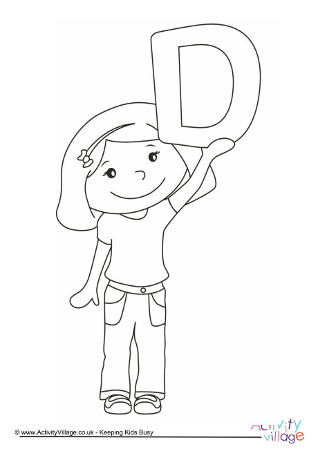 Alphabet of Children colouring page - D - girl