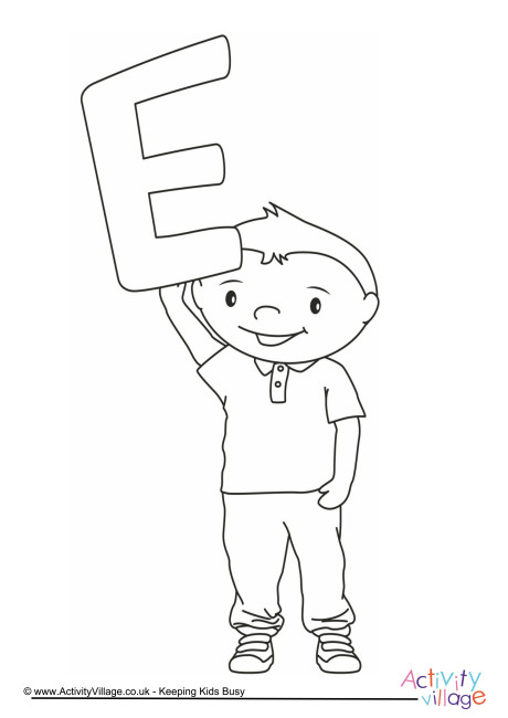 Alphabet of children colouring pages E