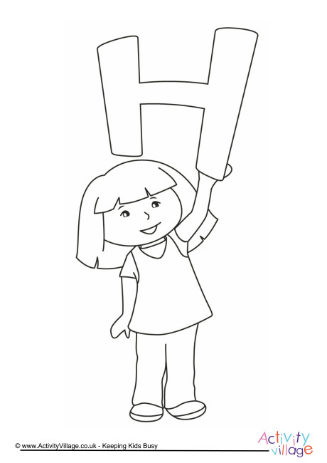 Alphabet of children colouring pages H