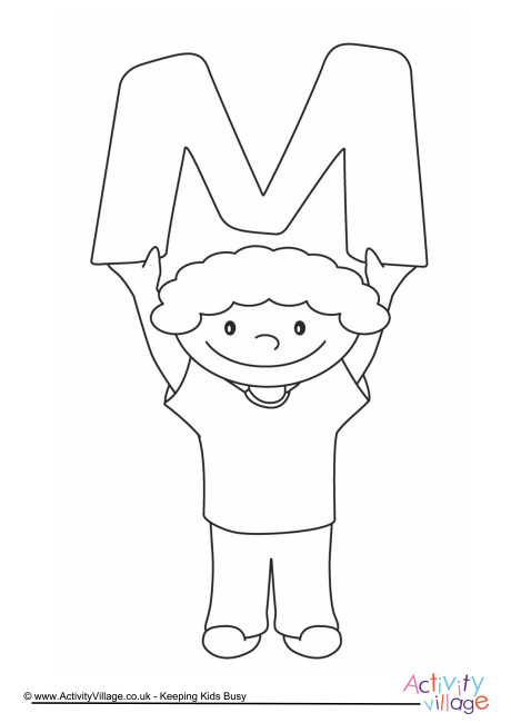 Alphabet of children colouring pages M