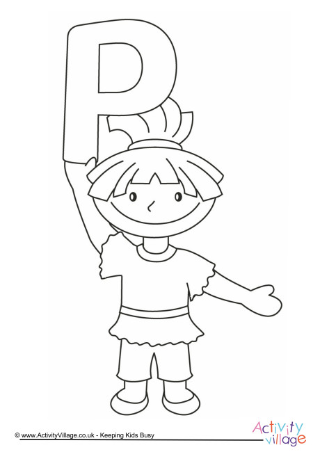 Alphabet of children colouring pages P