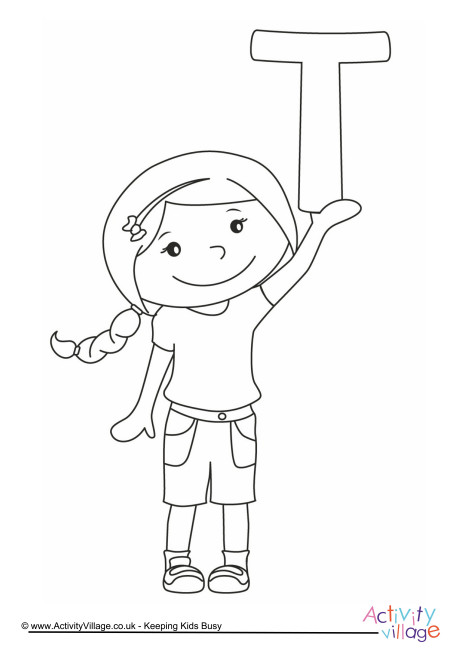 Alphabet of children colouring pages T