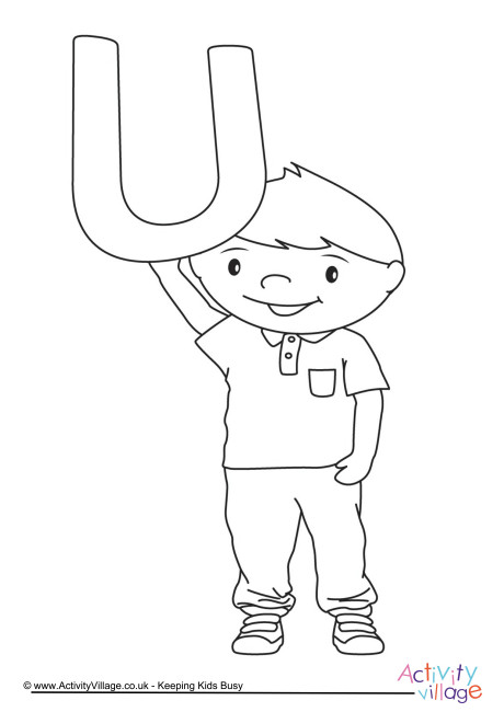 Alphabet of children colouring pages U
