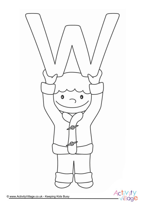 Alphabet of children colouring pages W