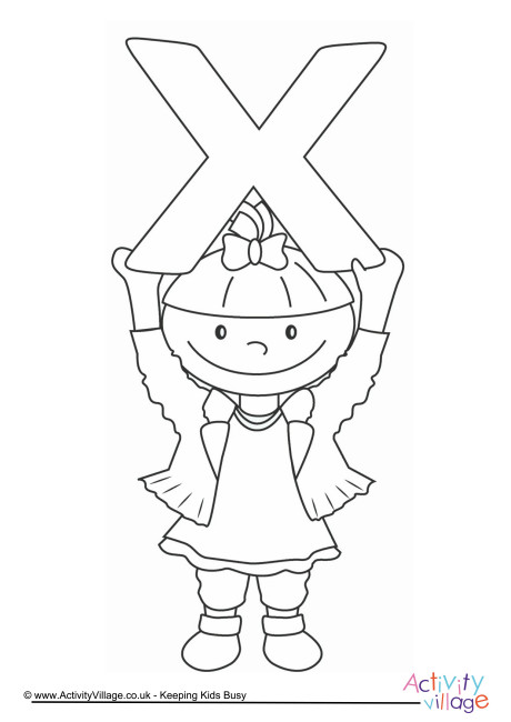 Alphabet of children colouring pages X