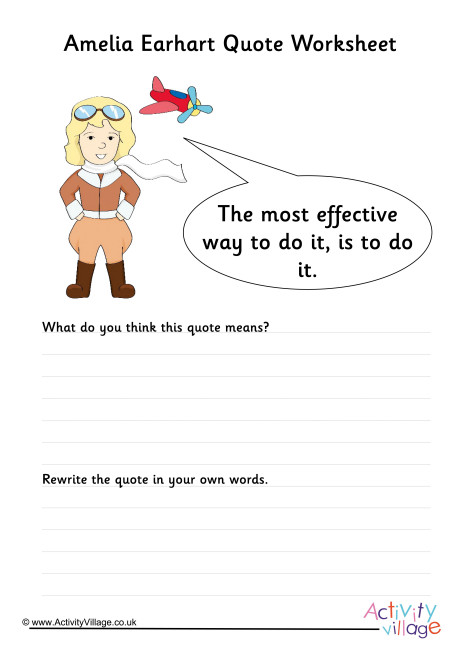 Amelia Earhart quote worksheet 1