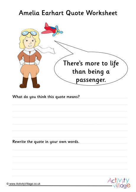 Amelia Earhart Quote Worksheet 2
