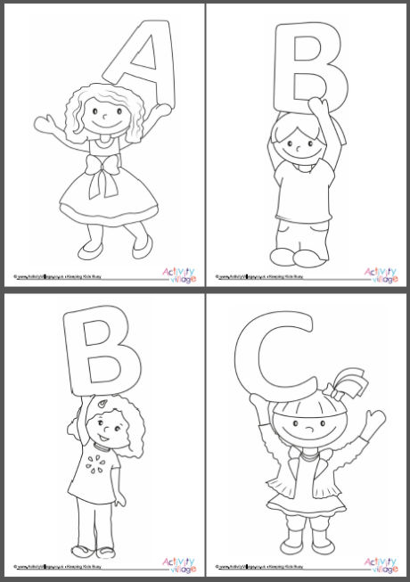 Alphabet of Children colouring pages complete set