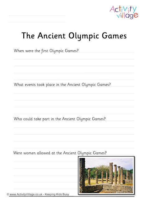 Ancient Olympic Games Worksheet Ancient Olympic Games Worksheet