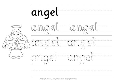 Angel handwriting worksheet