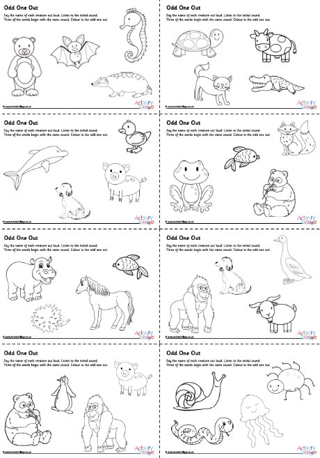 Animals initial sounds odd one out Animals initial sounds odd one out